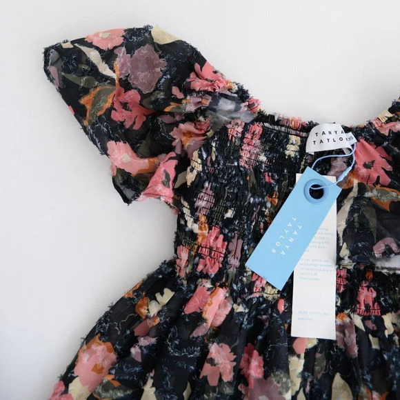 Tanya Taylor Mini Glenda  Navy & Pink Floral A-line Dress XXS NWT - Picture 7 of 8